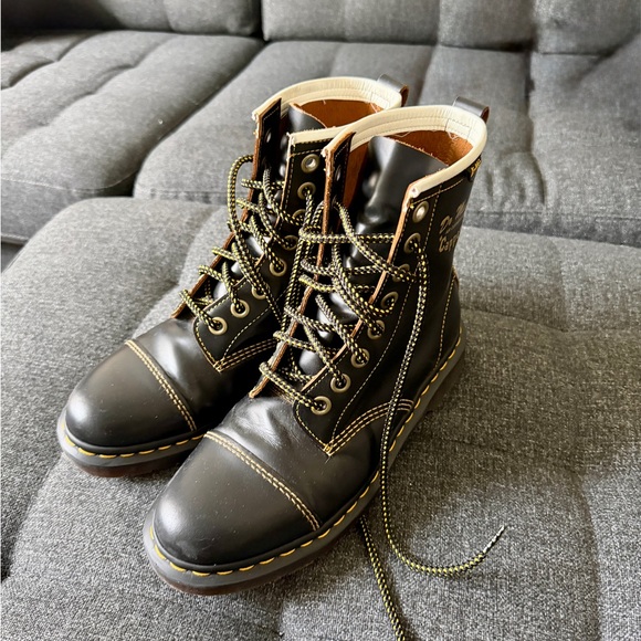 Dr. Martens Black Boots with Yellow Stitching - Picture 6 of 7